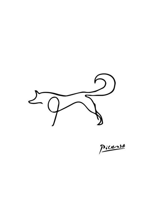 Picasso One Line Drawing, Fox Line Drawing, Fox Line Art, Elephant Line Drawing, Picasso Line Drawing, Picasso Line Art, Pablo Picasso Drawings, Picasso Sketches, Fox Tattoo Design