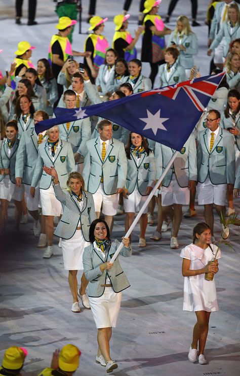 Our own Aussie Team at Rio olympics 2016 opening ceremony Olympic Uniform, Olympic Colors, Rio Olympics 2016, Paris Olympics, Rio Olympics, Olympic Team, Volleyball Players, The Games, Team Apparel