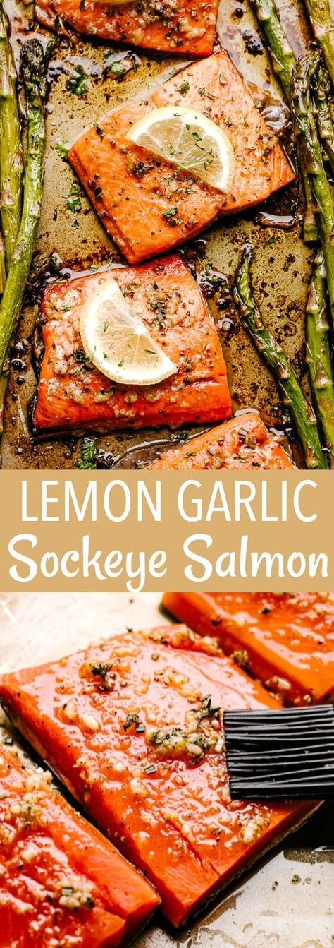 Baked Sockeye Salmon, Sockeye Salmon Recipe, Sockeye Salmon Recipes, Asparagus Roasted, Tender Asparagus, Salmon Recipes Oven, Side Dishes For Salmon, Oven Baked Salmon, Sockeye Salmon