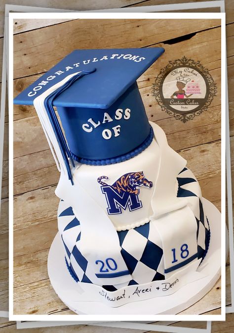 3 Tier Graduation Cake Tall Graduation Cake, Graduation Tiered Cake, Graduation Cake Designs 2023, Graduation Tier Cakes, 3 Tier Graduation Cake Ideas, Graduation Cake For High School, Graduation Cake Designs For Boys, Cute Graduation Cakes High Schools, Graduation Cakes For High School 2 Tier