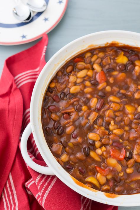 Seven Bean Casserole 7 Bean Chili Recipe, 7 Bean Salad Recipe, Mixed Bean Recipes, Baked Bean Recipe, Baked Bean Casserole, Bean Bake, Bean Salad Recipe, Bean Chili Recipe, Bean Recipe