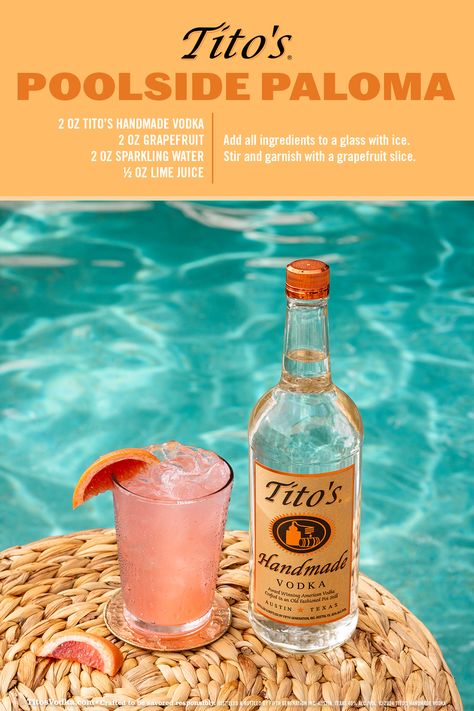 The perfect summer drink just got a Tito’s Handmade Vodka twist. The paloma with Tito’s; refreshing, crisp, and best served by the pitcher. Simple, smooth, and naturally gluten-free. We’ll cheers to that. Alcoholic Punch Recipes, Cheers To That, Creative Cocktails, Cocktail Drinks Alcoholic, Perfect Summer Drink, Mixed Drinks Alcohol, Yummy Alcoholic Drinks, Boozy Drinks, Vodka Drinks