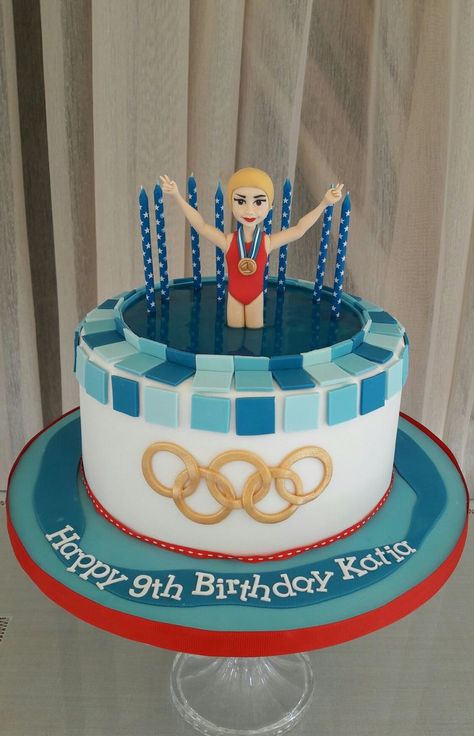 Swimming Olympics gold medal cake | Swimming cake, Pool birthday cakes, Pool cake Swimming Cake Birthdays, Swimmer Cake Ideas, Birthday Cake Swimming, Swimming Cake Ideas, Swimming Pool Cakes, Swimming Birthday Cake, Gold Medal Cake, Swimmer Cake, Swimming Olympics