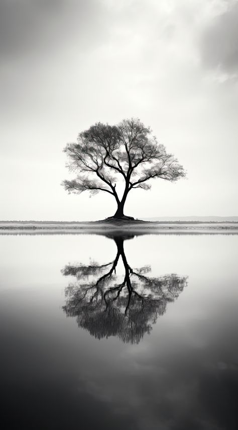 #Wallpaper #art #calm #tree #water #black_and_white Black And White Hd Photography, Black White Nature Wallpaper, Black White Landscape Photography, Black And White Nature Wallpaper, Black And White Tree Wallpaper, Black And White Water Photography, Dramatic Black And White Photography, Black And White Pictures To Draw, Black And White Tree Photography