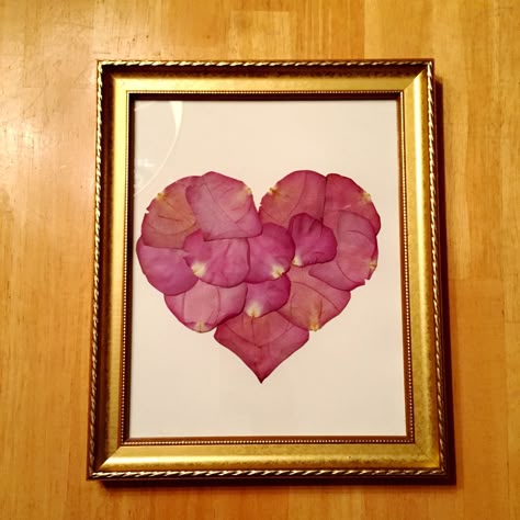 Dried Flowers From Boyfriend, Rose Day Ideas For Him, Preserving Flowers From Boyfriend, Flower Petal Picture Frame, Dried Rose Petal Uses, Crafts For Dried Flowers, Flower Pressing Crafts, Pressed Flower Petals, Ideas To Preserve Flowers