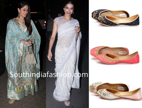 Style Your Ethnic Juttis In These Fun & Fabulous Ways! Footwear For Saree, Celebrity In Saree, Rekha Saree, Indo Western Outfits, Trendy Outfits Indian, Outfits Indian, Latest Designer Sarees, Versatile Shoes, Ethnic Outfits