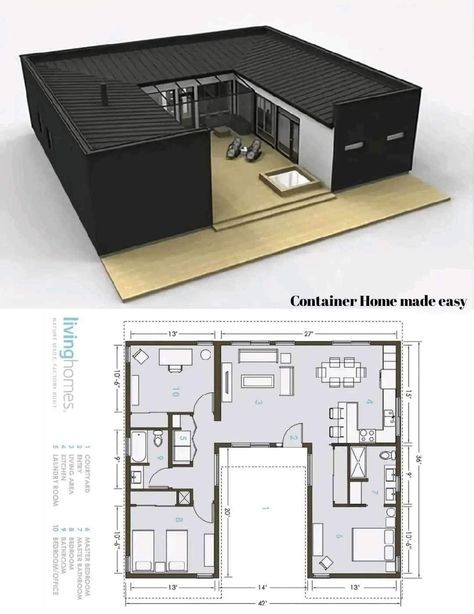 Mini House Plans, Shipping Container House Plans, House Floor Design, Building Plans House, Sims House Plans, House Layout Plans, Small House Design Plans, Sims House Design, Container House Plans