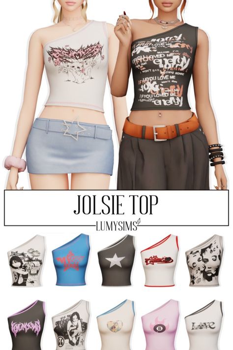 Sims Cc Casual Clothes, Miu Miu Cc Sims 4, Sims 4 Cc One Shoulder Top, Sims 4 Cc Cami Top, Sims 4 Cc Clothes Tank Top, The Sims 4 Cc Tank Top, Low Waisted Sims 4 Cc, Sims 4 Cc Elena Gilbert Clothes, Sims 4 Cc Striped Shirt