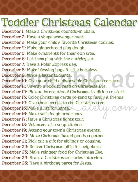 Need a few ideas to celebrate Christmas with your little one? This list of age-appropriate Christmas activities for toddlers & preschoolers includes crafts, ways to give back, and new traditions for the whole family. 25 Days Of Christmas Activities For Toddlers, Christmas Magic For Toddlers, Christmas Lessons For Preschoolers, Christmas Eve Activities For Toddlers, Fun Christmas Traditions For Kids, Christmas Toddler Learning Activities, Ways To Make Christmas Magical For Kids, Christmas Traditions For Toddlers, Christmas Ideas With Kids