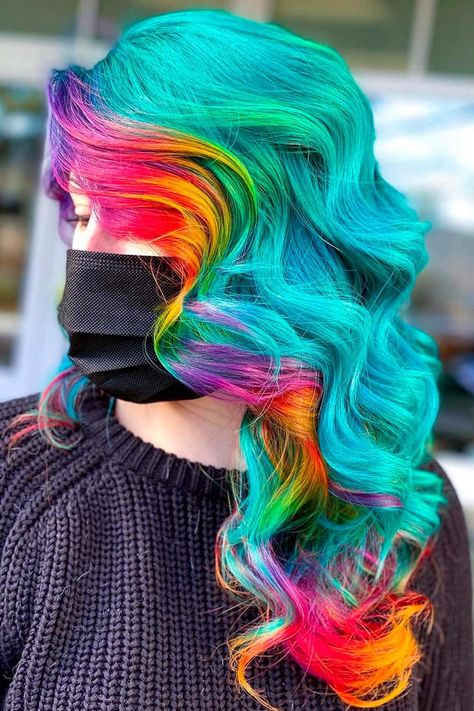 50 Spicy Spring Hair Colors To Try Out Now | LoveHairStyles.com Fun Hair Colors 2023, Spring Vivid Hair Color, Fun Colored Hair, Vivid Hair Color Ideas, Fashion Color Hair, Rainbow Hair Ideas, Vibrant Hair Color Ideas, Spring Hair Color Trends, Vivid Hair