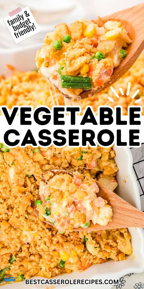 Take your veggie combo game up a notch by roasting assorted vegetables in olive oil then baking a casserole of tender florets in a creamy cheese sauce under a crispy Parmesan topping for irresistible textures.  Vegetable casserole, frozen mix vegetable recipes, mixed vegetable casserole. Vegetable Casseroles For Easter, Vegi Side Dish, Summer Vegetable Casserole Recipes, Veggie All Casserole, Frozen Veggie Casserole Recipes, Vegtables Sides Easy Healthy, Recipes With Canned Vegetables, Vegetable Melody Recipes, Vegetable Augratin Casserole