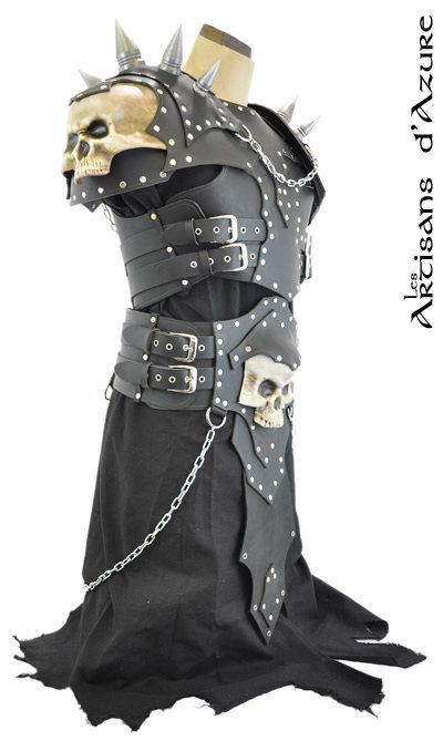 Necromancer Armor by ArtisansdAzure on Etsy Necromancer Cosplay, Necromancer Armor, Necromancer Costume, Skull Armor, Shoulder Armour, Wrestling Outfits, Armor Clothing, Leather Armor, Knight Armor