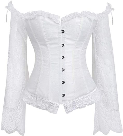 Steampunk Lingerie, Moda Steampunk, Mode Steampunk, Corset Costumes, Top Bustier, Corset Bustier, White Corset, Overbust Corset, Lace Bustier