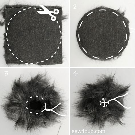 DIY Faux Fur Pom Pom Fur Accessories Diy, Diy Faux Fur Pom Pom, How To Make Fur Pom Poms, Fur Earings, Faux Fur Pom Poms For Hats, Craft Fur, Fur Pom Pom Keychain, Diy Pom Poms, Fur Pom Pom Hat