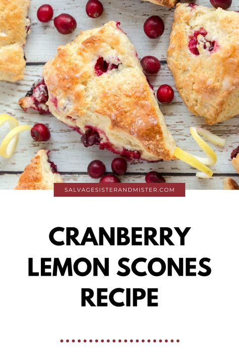 These delicious cranberry lemon scones are great for a sweet and tart treat. Perfect holiday dessert idea or even for a decadent breakfast! Tea party idea or even as a holiday gift idea. Cranberry Lemon Scones, Breakfast Tea Party, Lemon Scones Recipe, Decadent Breakfast, Lemon Cranberry, Cranberry Butter, Cranberry Scones, Lemon Scones, Christmas Morning Breakfast