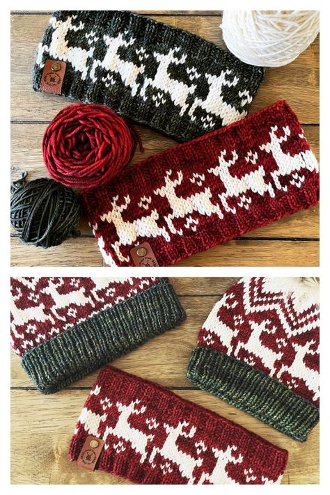 Colorwork Knit Headband, Christmas Knit Hat Patterns, Reindeer Knitting Pattern Free, Fair Isle Hat Pattern Free Charts, Nordic Knitting Patterns Free, Free Headband Knitting Patterns, Winter Hat Knitting Pattern Free, Beginner Fair Isle Knitting Patterns, Ear Warmers Knitted Free Pattern