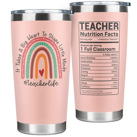 PRICES MAY VARY. UNIQUE TEACHER APPRECIATION GIFTS: Looking for special gifts for teachers who seem to have everything? This funny and cute pastel pink teacher cup will a good choice for you! The Teacher Nutrition Facts Tumbler will surely bring a smile to any teacher's face. Suitable for Cool Gifts for Teachers, Daycare Teacher Appreciation Gifts, Daycare Teacher Gifts, Preschool Teacher Gifts, Teacher Appreciation Gifts for Women, New Teacher Gifts, ... TEACHER GIFTS FOR WOMEN ON ANY OCCASIONS Unique Teacher Appreciation Gifts, Funny Teacher Gift, Daycare Teacher Gifts, Teacher Retirement Gifts, Teacher Appreciation Gifts Diy, Teacher Gift Ideas, Preschool Teacher Gifts, Student Teacher Gifts, Teacher Birthday Gifts