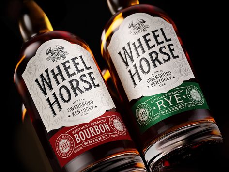 (93) Wheel Horse Whiskies – Packaging Of The World Whisky Label Design, Whiskey Packaging Design, Alcohol Brands, Alcohol Design, Whiskey Packaging, Whisky Packaging, Korean Tea, Cupcake Packaging, Cupcake Day