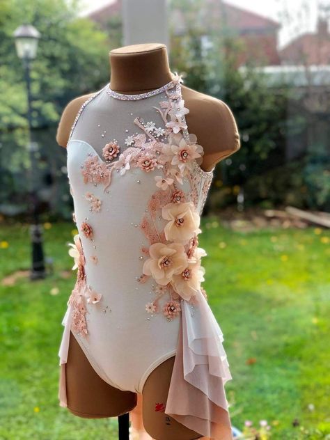 Modest Dance Costumes, Rhinestone Costume Ideas, Rhinestone Costume Dance, Lyrical Dance Costumes Solo, Pink Dance Costumes, Contemporary Dance Outfits, Baton Twirling Costumes, Lyrical Dance Costumes, Leotard Dance Costume