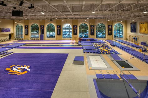 Gymnastic Gym Design, Gymnastics Center Design, Bloxburg Gymnastics Gym, Gymnastics Gym Design, Gymnastics Gym Aesthetic, Lsu Gymnastics Aesthetic, Gymnastics Gym Layout, Gymnastics Room In House, Gymnastics Gymnasium