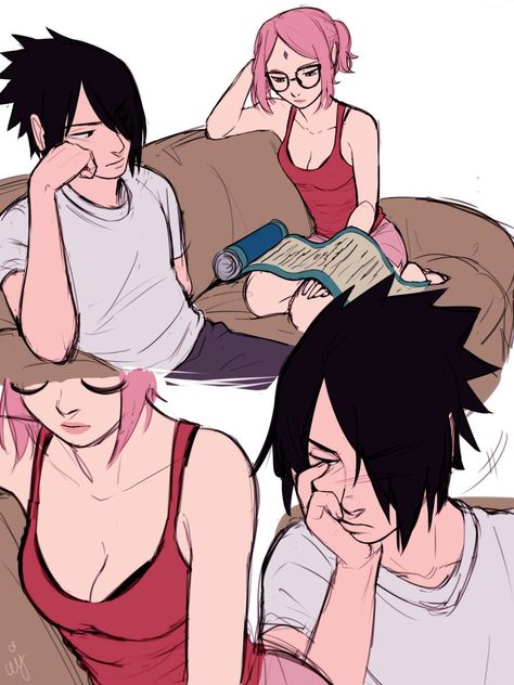 Sasusaku Doujinshi, Sasuke Sakura Sarada, Sasuke Uchiha Sakura Haruno, Sasuke Sakura, Naruto Shippuden Characters, Naruto Cute, Sakura Uchiha, Sarada Uchiha, Naruto Funny