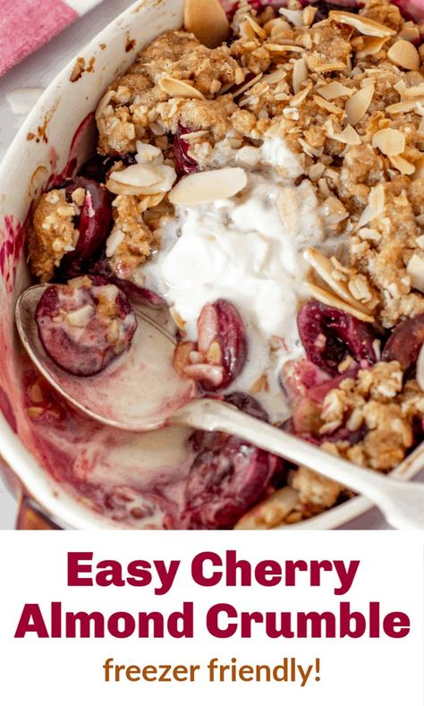 Cherry Almond Crisp, Cassava Pone, Cherry Crisp Recipe, Fruit Topping, Almond Crumble, Cherry Crisp, Cherry Crumble, Baked Sweets, Canning Cherry Pie Filling