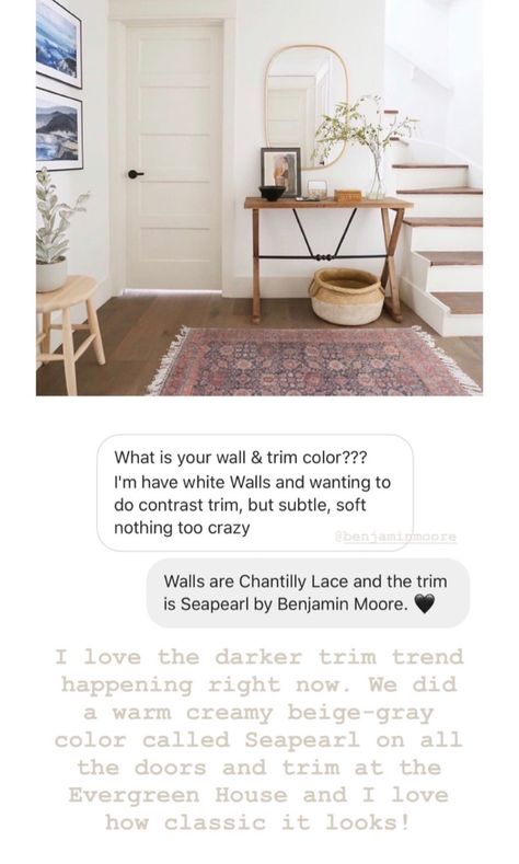 Jenn Im House, White Coastal Interiors, Incorporating Color Into Home, Timeless Home Color Schemes, Swiss Coffee And Edgecomb Gray, Trim Paint Color, Trim Paint, Dark Trim, Wall Trim