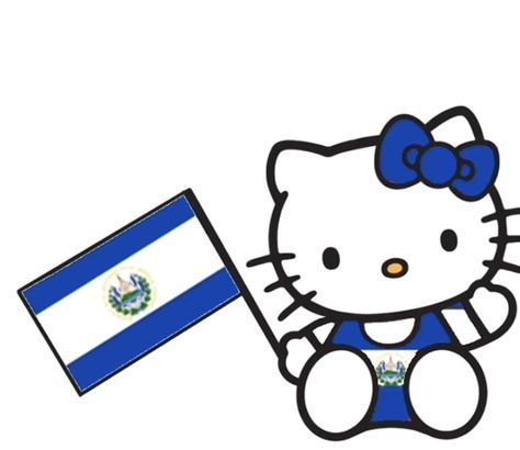 El Salvador Hello Kitty, Hello Kitty El Salvador, Salvadorian Tattoo, Salvadoran Culture, El Salvador Aesthetic, El Salvador Art, Salvador Flag, El Salvador Flag, Flag Drawing