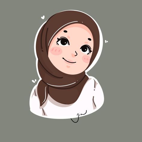 Profile Picture Hijab Cartoon, Profile Picture Instagram Hijab, Hijab Cartoon Cute, Profile Picture Hijab, Hijab Profile Picture, Cute Hijab Cartoon, Profile Hijab, Chibi Hijab, Hijab Girl Illustration