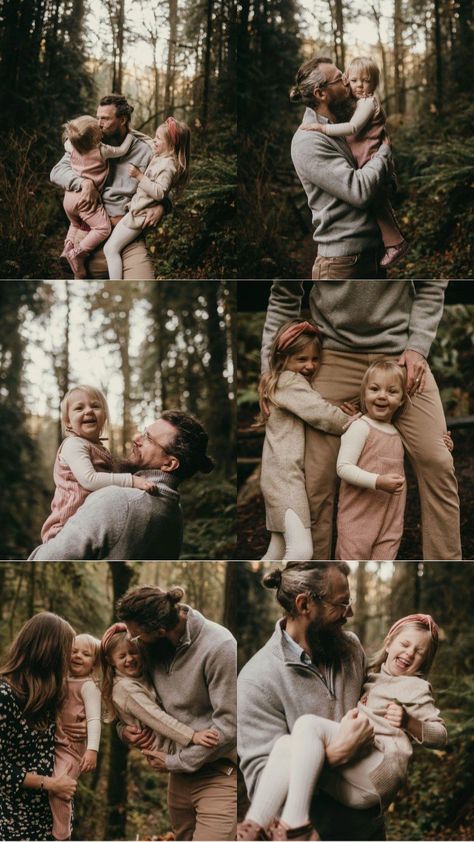 Family Pictures With Pine Trees, Trail Family Photoshoot, Family Outdoor Session, Fall Woods Family Photos, Photoshoot Fall Family, Dark Moody Family Photoshoot, Magical Family Photoshoot, Woodland Family Photos, Pnw Family Photoshoot