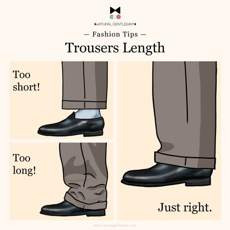 Have you ever wondered what is the correct length for your pants? Mens Dress Shoes Guide, Mens Tailored Suits, Dapper Outfit, Suit Fit Guide, Mens Smart Casual Outfits, Mens Fashion Work, Big Men Fashion, Smart Casual Men, Best Dressed Man