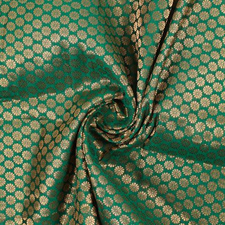 Product Code-SHOPBRSILK8922Type-Chanderi Zari Silk Color-GreenMaterial-Chanderi ZariOccasion-Wedding, Festival, Party WearWidth- 44 inches ( 110 centimetres)Length- 1 meter (Increase from the drop-down menu if you want more.)-If you purchase more than 1 Meter you will get it in running length, not in piecesWeight India Dress, Floral Embroidery Patterns, Wedding Clothes, Wedding Dress Fabrics, Silk Brocade, Wedding Fabric, Teal And Gold, Buy Fabric, Brocade Fabric