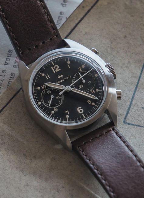 Hamilton Khaki Pilot, Hamilton Logo, Hamilton Khaki, Military Watches, 3 O Clock, Chronograph Watch, Stainless Steel Case, Omega Watch, Chronograph