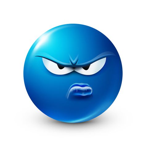 This smiley is definitely dissatisfied about something or maybe even someone. Blue Emoji Face, Emoji Face, Blue Emoji, Blue Ball, Blue