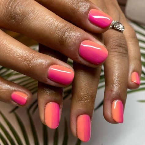 Ombre Summer Nails, Orange Toe Nails, Ambre Nails, Orange Ombre Nails, Ombre Gel Nails, Pink Summer Nails, Sunset Nails, Peach Nails, Hippie Nails