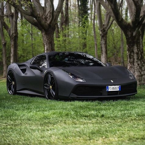 Brad | The Supercar Lifestyle on Instagram: “Matte Black Ferrari 488 GTB 🖤 📸 by: @srs_swissrichstreets  #thesupercarlifestyle” Matte Black Cars, Ferrari 488 Gtb, Black Porsche, Japanese Sports Cars, Sports Car Wallpaper, Car Goals, Ferrari 488, Ferrari 458, Tuner Cars