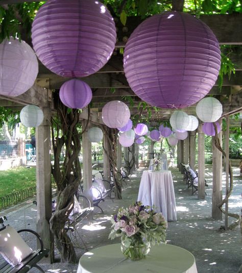 lanterns for weddings | ... are from from Luna Bazaar. Great Setting for a Wedding reception Deco Violet, Purple Lantern, Paper Lantern Decor, Purple Party, Wedding Lanterns, Lavender Wedding, Wedding Party Decorations, Big Wedding, Purple And White