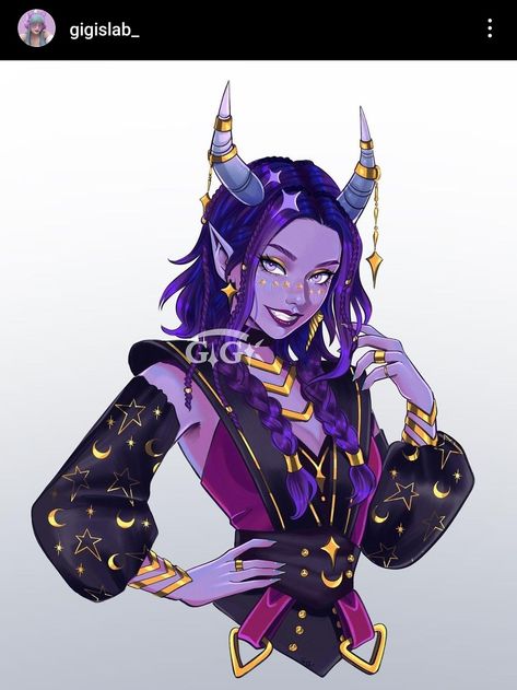 Half Tiefling Half Elf, Purple Tiefling Female Bard, Glamour Bard Dnd, Tiefling Drawing Base, Tiefling Outfits, Lavender Tiefling, Tiefling Wings, Sorcerer Dnd Character Design, Tiefling Paladin Female Dnd