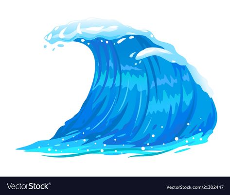 Ocean wave isolated Royalty Free Vector Image - VectorStock Moana Wave, Waves Cartoon, Wave Clipart, Festa Moana Baby, Wave Vector, Ocean Drawing, Wave Illustration, Waves Vector, Birthday Cake Topper Printable