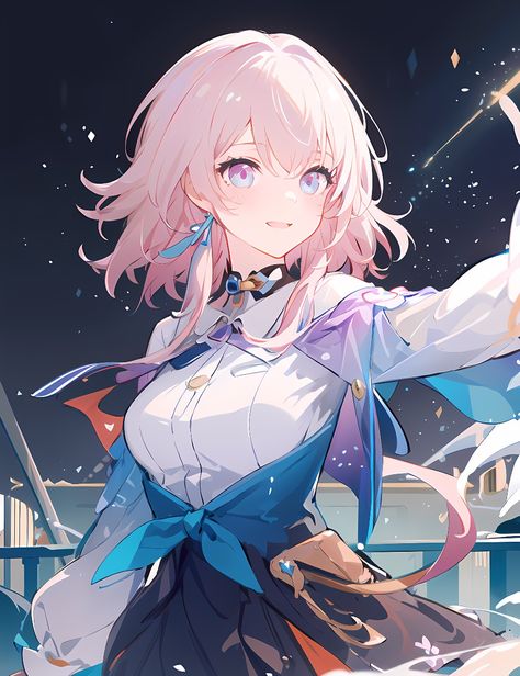 March 7th Honkai, Pink Hair Anime, March 7th, Spaceship Art, Star Character, March 7, Honkai Star Rail, Star Rail, Cat Girl