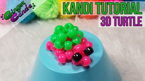 How to make a 3D kandi turtle. 3d Kandi Animals, Cool Kandi Ideas, How To Make Kandi, Kandi Tutorial, 3d Kandi, 3d Turtle, Kandi Beads, Bookmarks Diy, Kandi Inspo