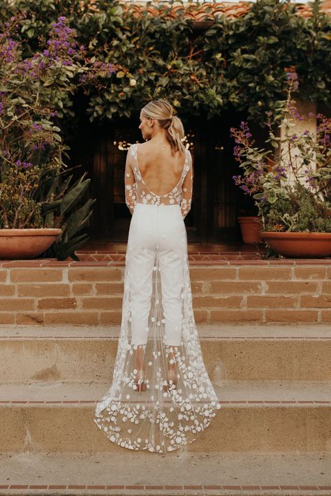 Rehearsal Jumpsuit, Wedding Rehearsal Dinner Outfit, Lace Backless Wedding Dress, Wedding Rehearsal Outfit, Fairytale Wedding Gown, White Jumpsuit Wedding, Jumpsuit Wedding, Wedding Dress Jumpsuit, Backless Lace Wedding Dress