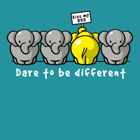 Dare To Be Different Art, Being Different Illustration, Be Different Wallpaper, Animal Puns, Oversized Shirts, Dare To Be Different, Funny Illustration, Cute Comics, Be Different