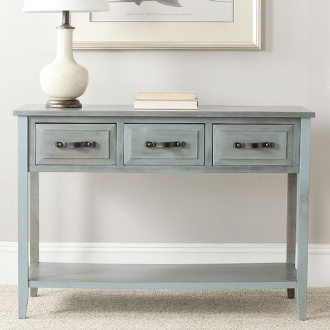 Safavieh Aiden Console Table, Light Blue Blue Console Table, Grey Console Table, Rustic Console Tables, Casual Decor, Sofa End Tables, Retro Interior, Rustic Contemporary, Wood Console Table, Wood Console