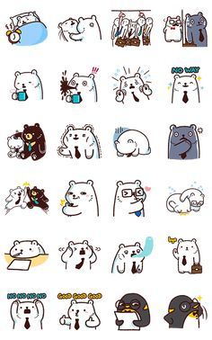 Sticker Line Design, Sticker Line, Hug Illustration, Emoji Characters, Whatsapp Sticker, Gif Png, Sticker Design Inspiration, Bear Character, Animal Doodles