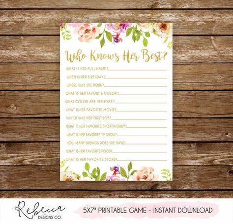 Who knows her best printable birthday game bridal shower game printable game birthday quiz game how well do you know the birthday girl 237 30th Birthday Games, Birthday Quiz, 6th Birthday Girls, Birthday Girl Quotes, Birthday Party Games, Birthday Invitations Girl, 12th Birthday, 25th Birthday, Birthday Games