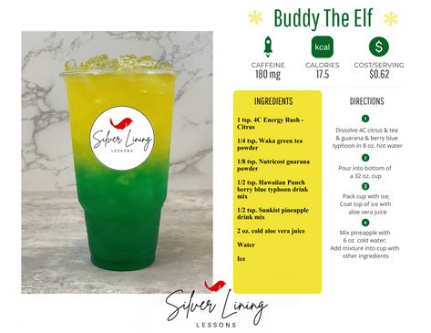 Buddy The Elf – Silver Lining Lessons Silver Lining Lessons, Mall Santa, Aloe Vera Juice Drink, Tea Blends Recipes, Energy Tea Recipes, Tea Recipes Diy, Herbalife Nutrition Club, Pineapple Drinks, Loaded Tea