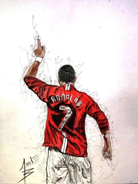 Ronaldo Sketch Pencil, Cr7 Painting, Ronaldo Drawing Sketch, Football Drawing Sketches, Drawing Ideas Football, Draw Ronaldo, Cr7 Drawing, Football Art Drawing, Soccer Sketch