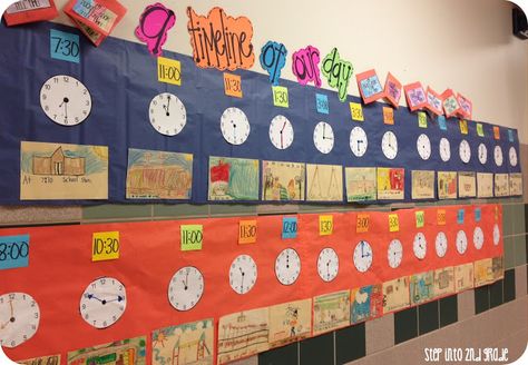 Great hands on activity to show how schedules relate to time of our day. Great way to incorporate am/pm!!!! Step into 2nd Grade with Mrs. Lemons: It's ALL About Time!!! Amy Lemons, Math Madness, Math Measurement, Unit Design, Teaching Time, Primary Maths, 2nd Grade Classroom, Math Time, Second Grade Math