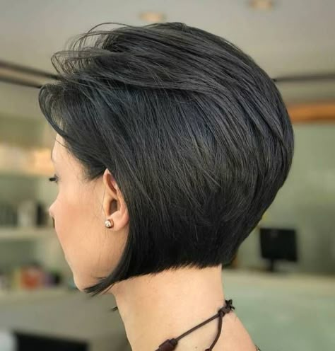 Inverted Bob For Brunettes Short Layered, Black Hair, A Woman, Hairstyles, Hair, Black